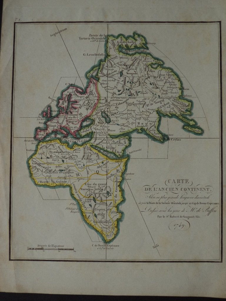 Antieke, historische landkaart Carte de l'Ancien Continent, Boeken, Atlassen en Landkaarten, Ophalen of Verzenden, Wereld, Landkaart