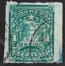1 Postzegel Mexico 1896 Postvervoer, Ophalen of Verzenden, Gestempeld, Midden-Amerika