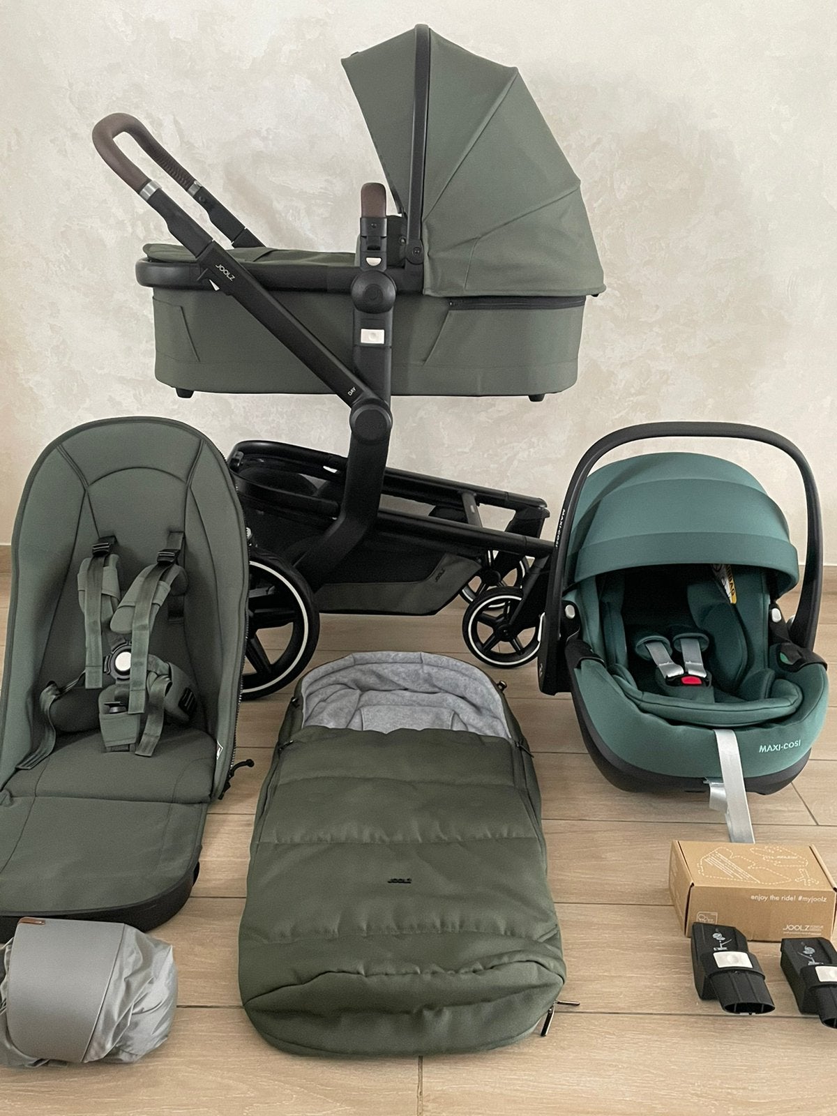 Joolz Day+  Marvellous Green Kinderwagen 3-in-1 Compleet Set, Ophalen, Babygluek, Zo goed als nieuw, W
