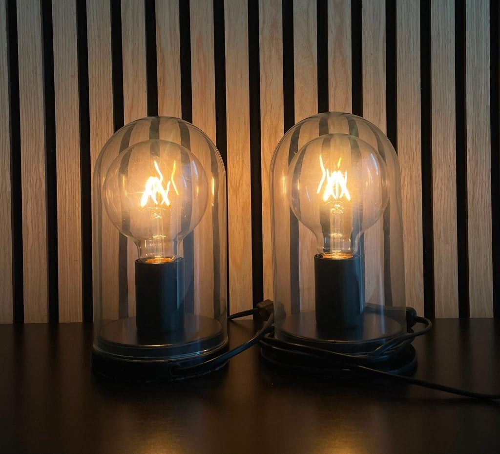 Set van 2 IKEA Ropudden tafellampen - incl. lampen, Ophalen, Met schakelaar, 24 cm, Nachtlamp