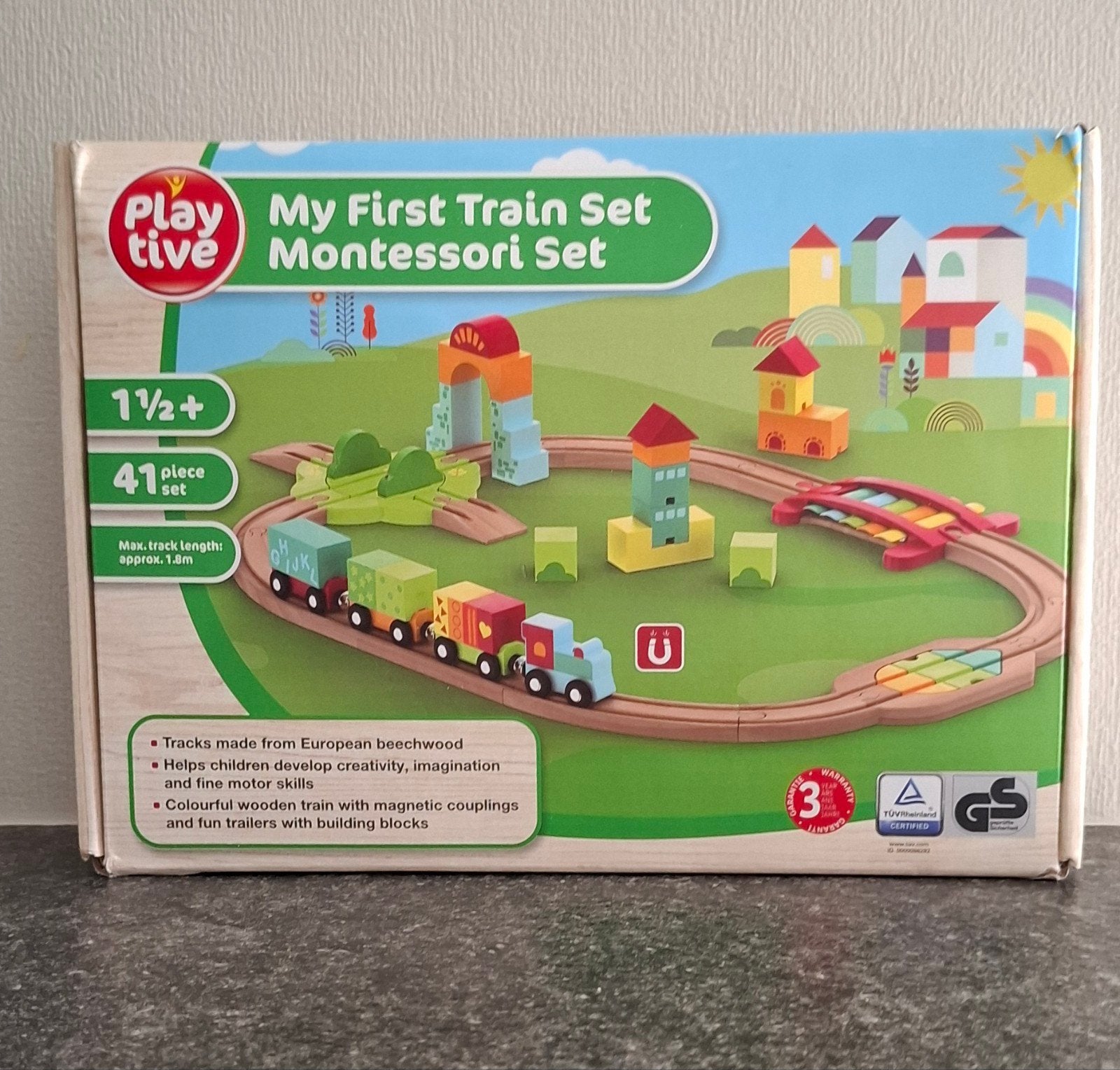 Houten treinset 'Mijn eerste trein', Kinderen en Baby's, Ophalen of Verzenden, Zo goed als nieuw