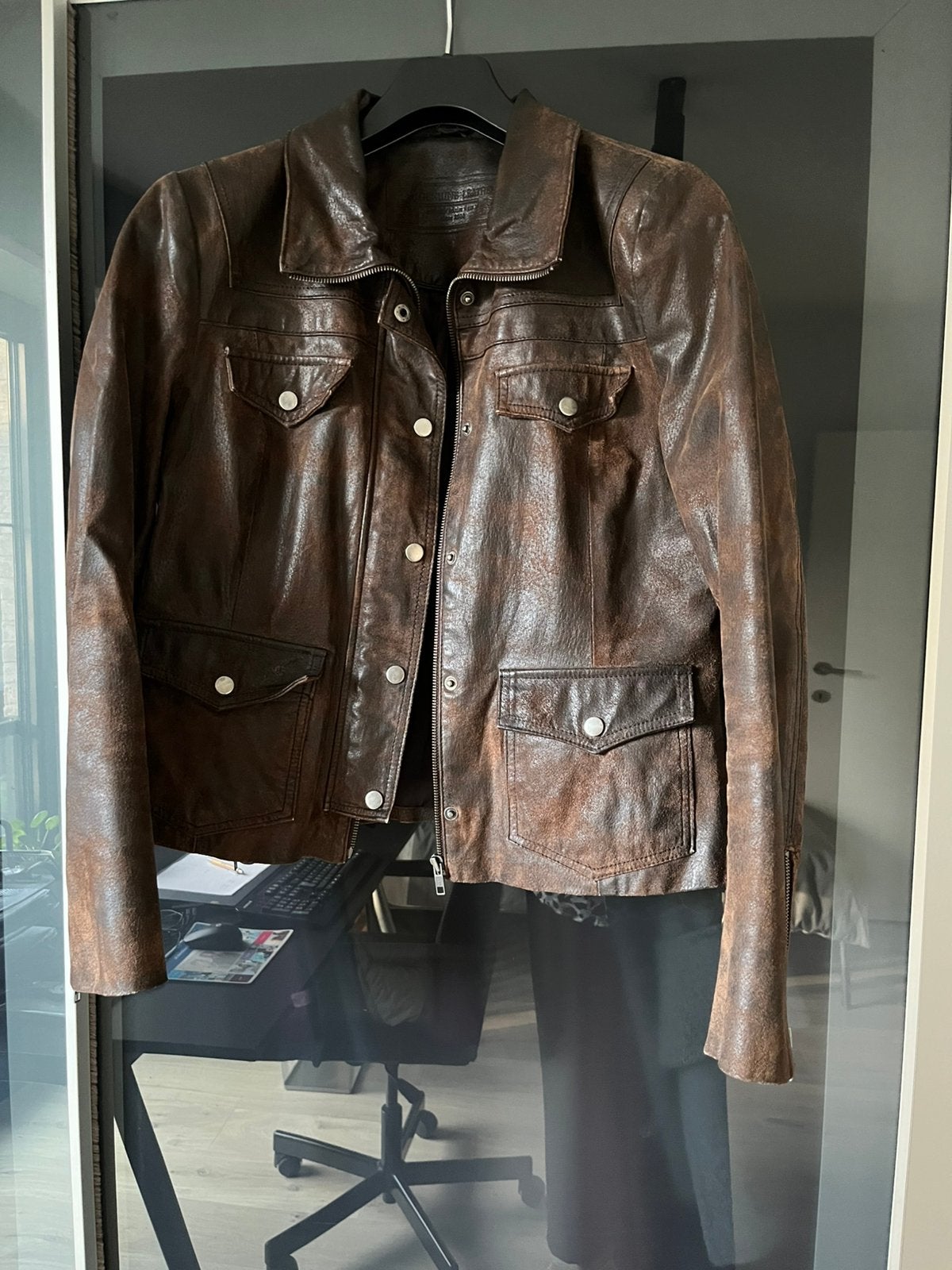 Lederen vest maat L bruin, Ophalen, Gedragen, Maat 42/44 (L), Bruin