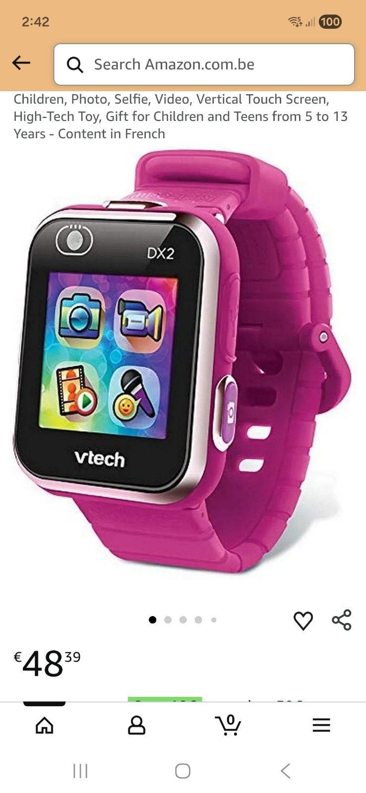 kinder Smartwatch Vtech DX2, Ophalen of Verzenden, Zo goed als nieuw, 6 jaar of ouder