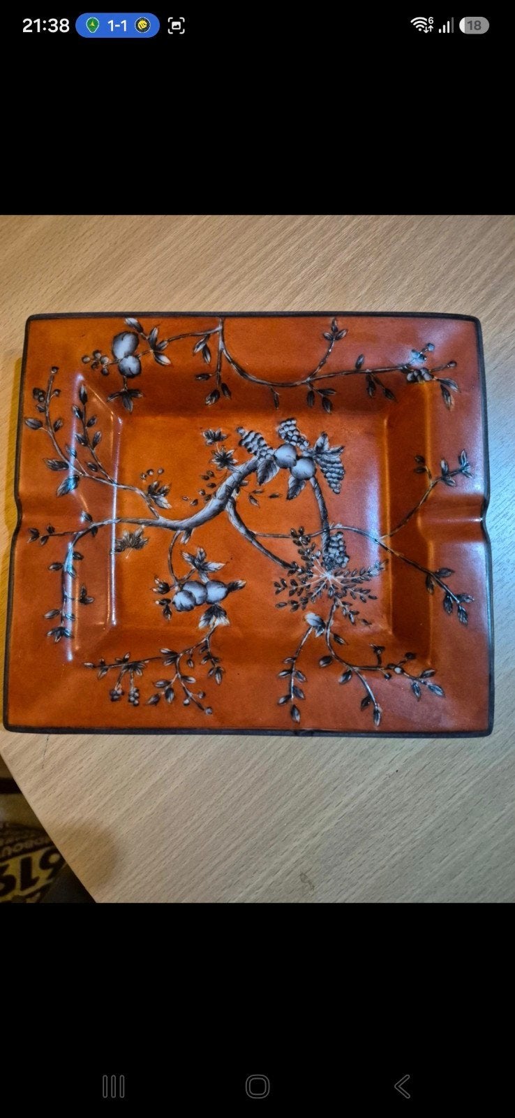 Ancien Cendrier Porcelaine de Chine - Décor Floral Vintage 7, Enlèvement ou Envoi