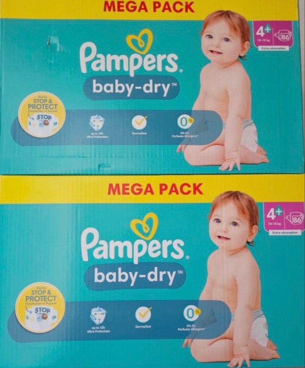 Cartons de couches pampers baby dry taille 4+, Enlèvement, Neuf