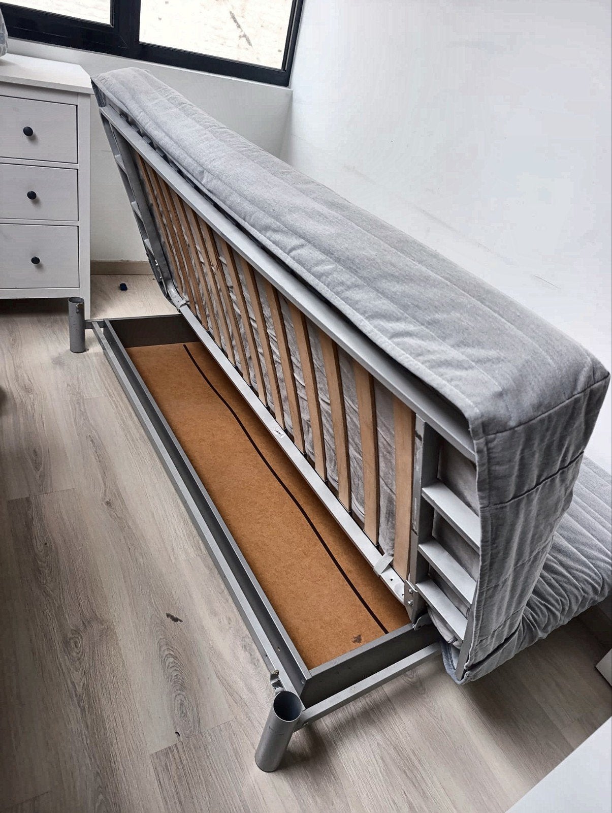 Canapé-lit clic-clac 3 places - IKEA Beddinge, Gris, 140 cm, Enlèvement, Utilisé