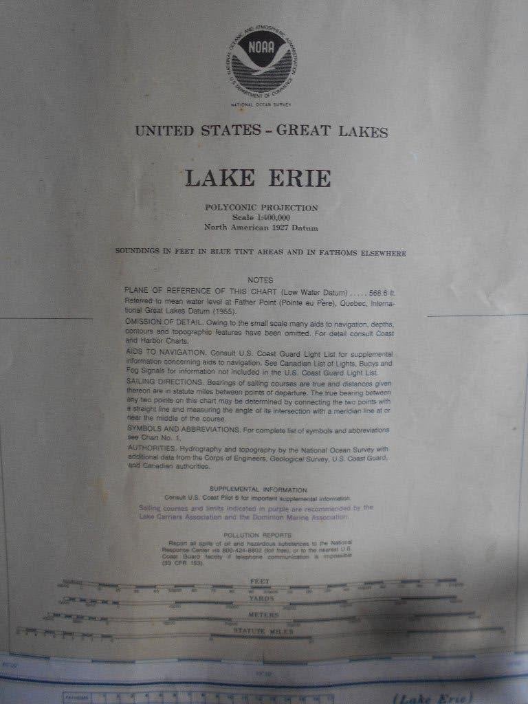 chart, USA, lake erie 10 €, great lakes, Verzenden, Gebruikt