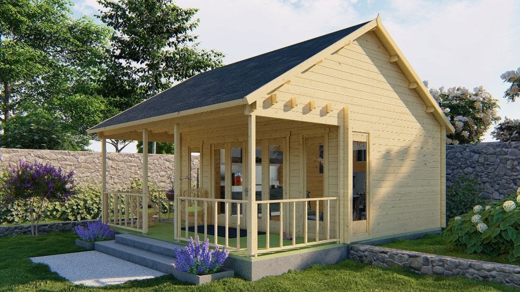 Blokhut - Tuinhuis Olaug | 44 mm | vuren onbehandeld, Ophalen of Verzenden, Nieuw
