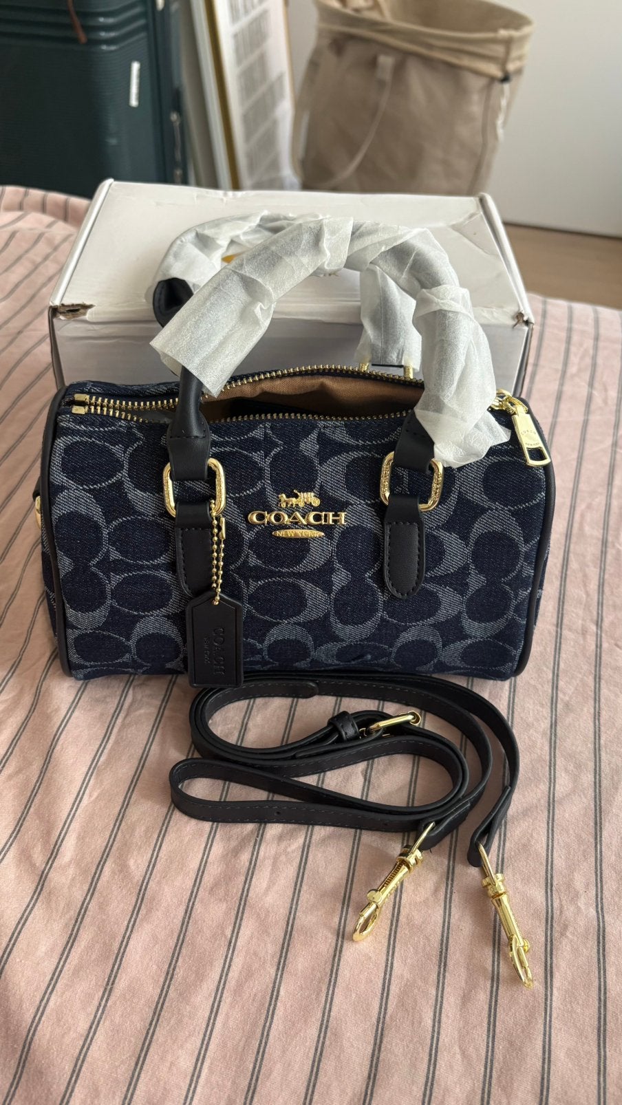 Coach bag navy blue, Handtassen en Accessoires, Ophalen of Verzenden, Nieuw, Blauw, Schoudertasje