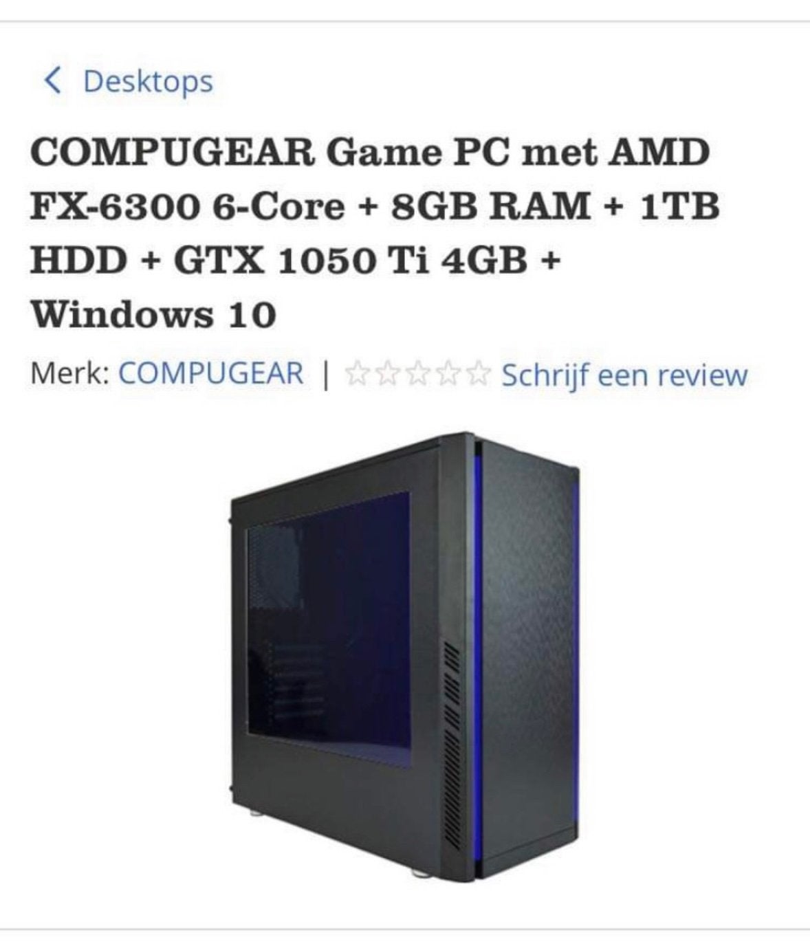 Game PC + RGB Toetsenbord, Computers en Software, Computerbehuizingen, Ophalen, Gebruikt