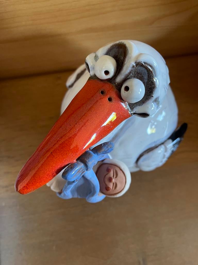 Ooievaar in keramiek geglazuurd, Ophalen, Zo goed als nieuw, Dier