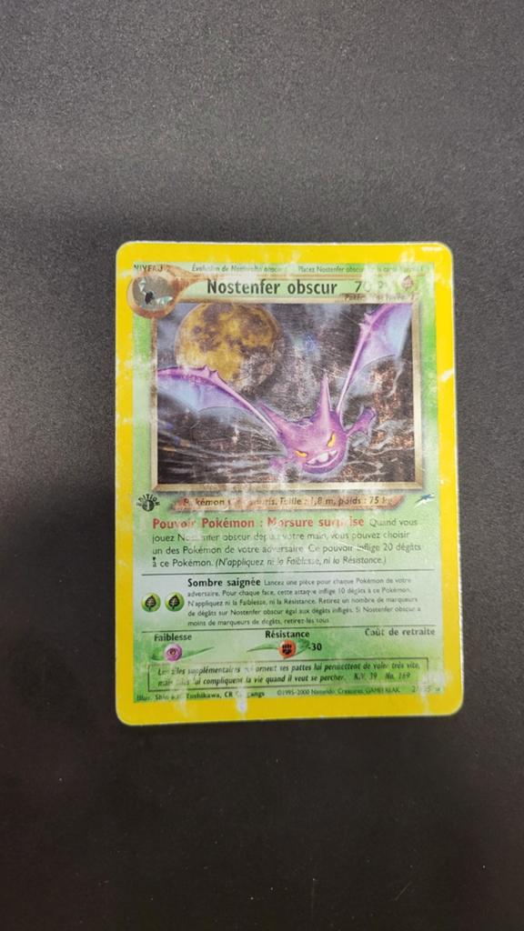 Pokémon Nostenfer Obscur 2/105 Édition 1 LP  Neo Destiny, Enlèvement ou Envoi, Utilisé, Cartes en vrac, Foil