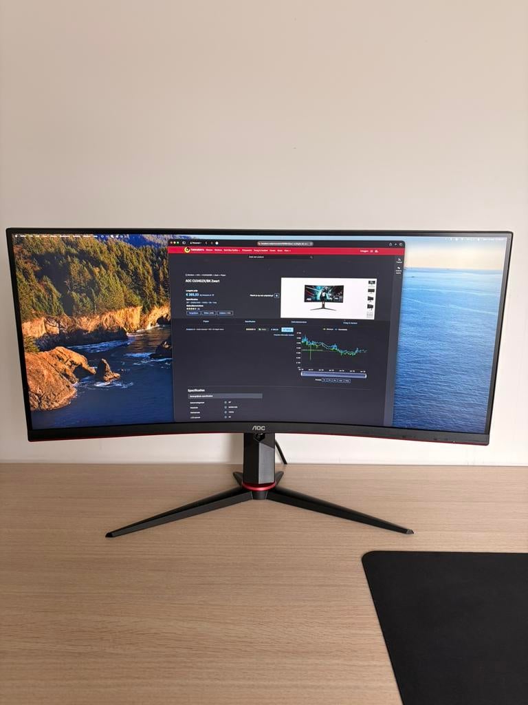 AOC Ultrawide Gaming Monitor, Computers en Software, Monitoren, 101 t/m 150 Hz, VA, Zo goed als nieuw, 1 tot 2 ms