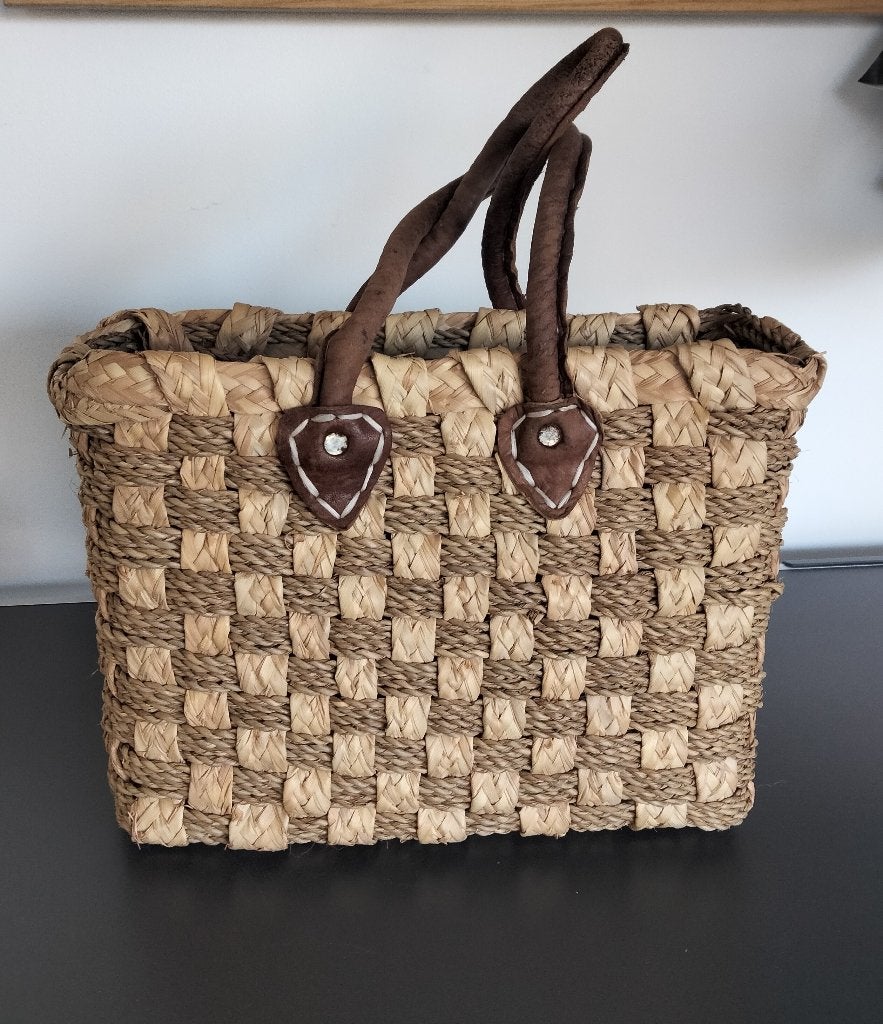 SAC en RAFIA  28 X 22 X 12 cm, Enlèvement, Comme neuf, Beige, Sac à main