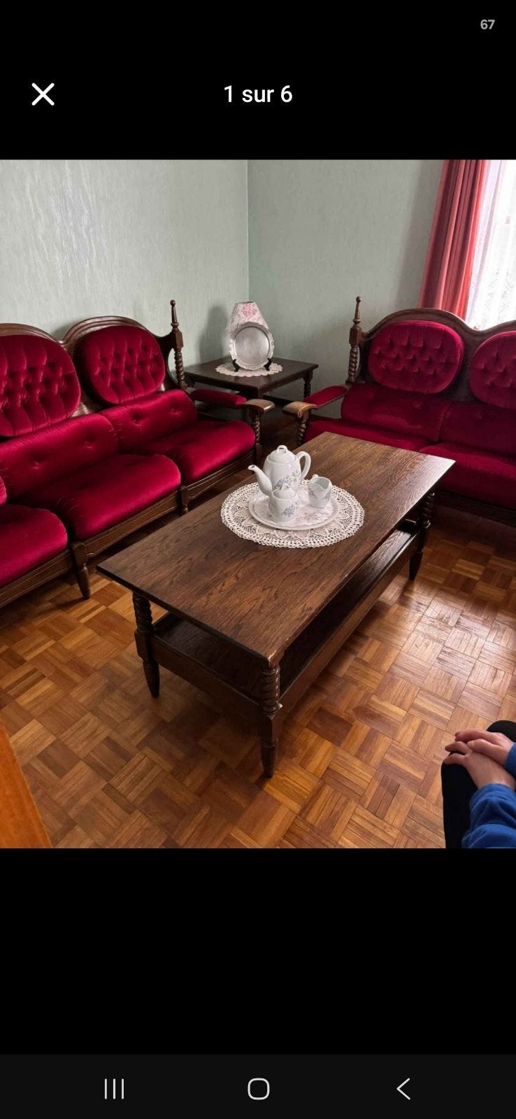 Superbe salon Retro Vintage complet en bois massif et Velour, Maison & Meubles, Canapés | Coins salons complets, Enlèvement, Bois