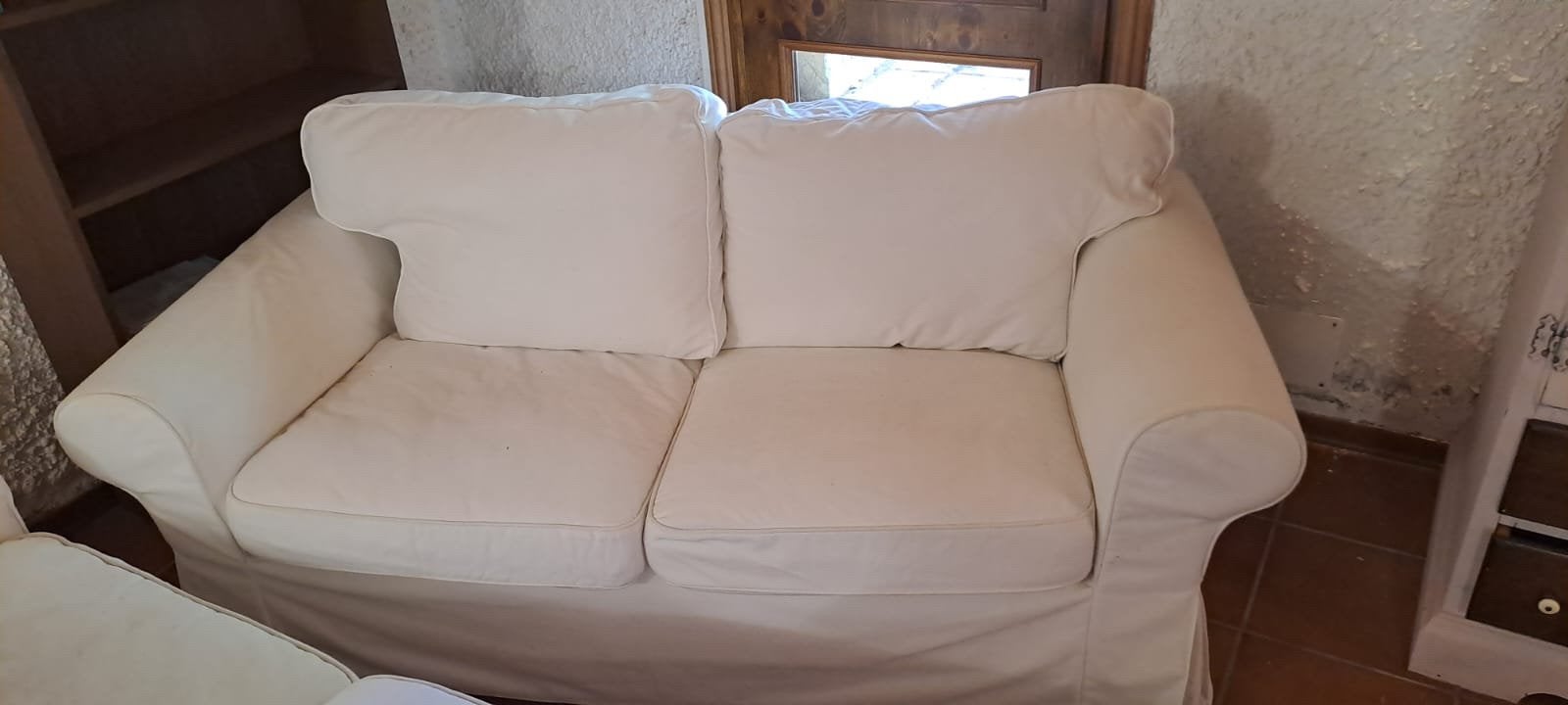 Canapés blancs Ektorp IKEA 2 x 2 places, Maison & Meubles, 75 à 100 cm, Quatre personnes ou plus, Enlèvement, Utilisé