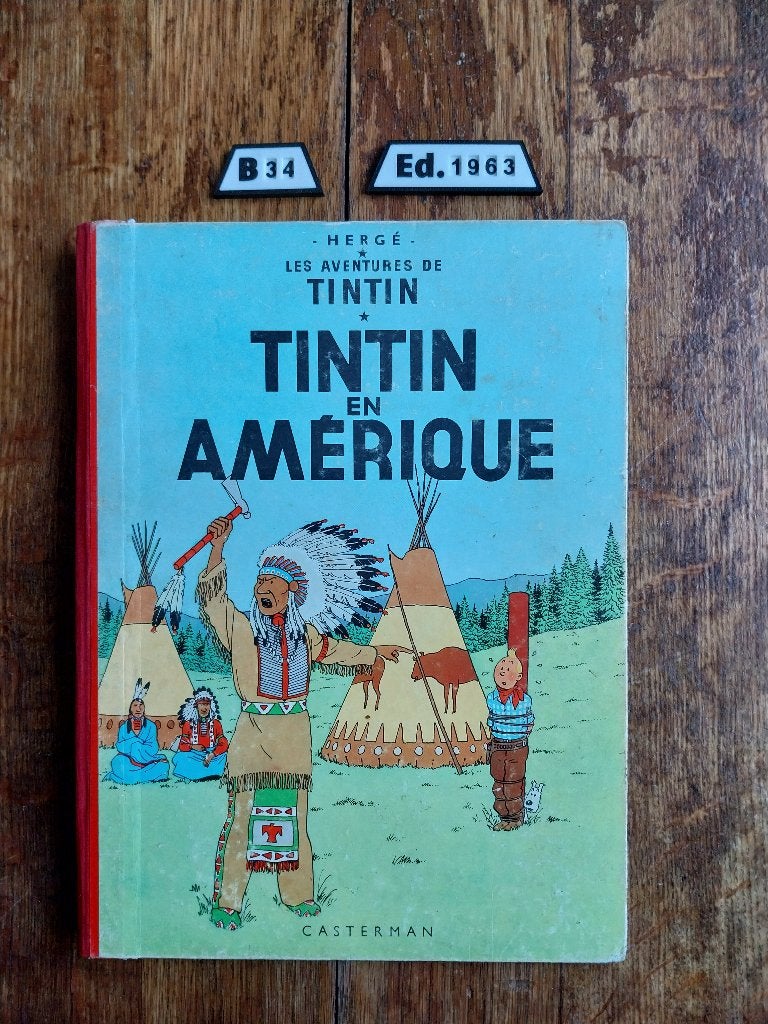 Tintin en Amérique, B34 - 1963, Livres, Une BD, Enlèvement ou Envoi, Utilisé, Herge