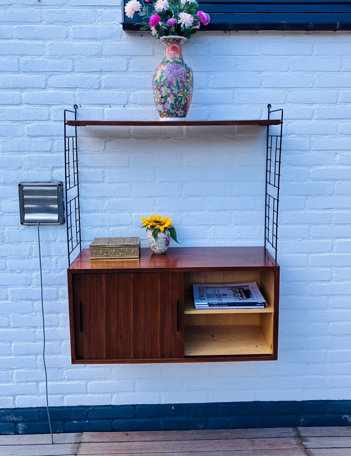 Vintage teak houten String wandsysteem / Erebus Qualität, Teck, Avec porte(s), 25 à 50 cm, Comme neuf