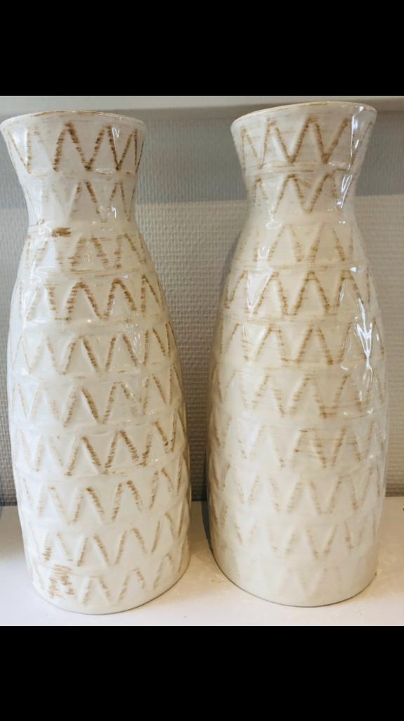 Set van 2 keramieken design vazen – 38 cm, Ophalen of Verzenden, Nieuw