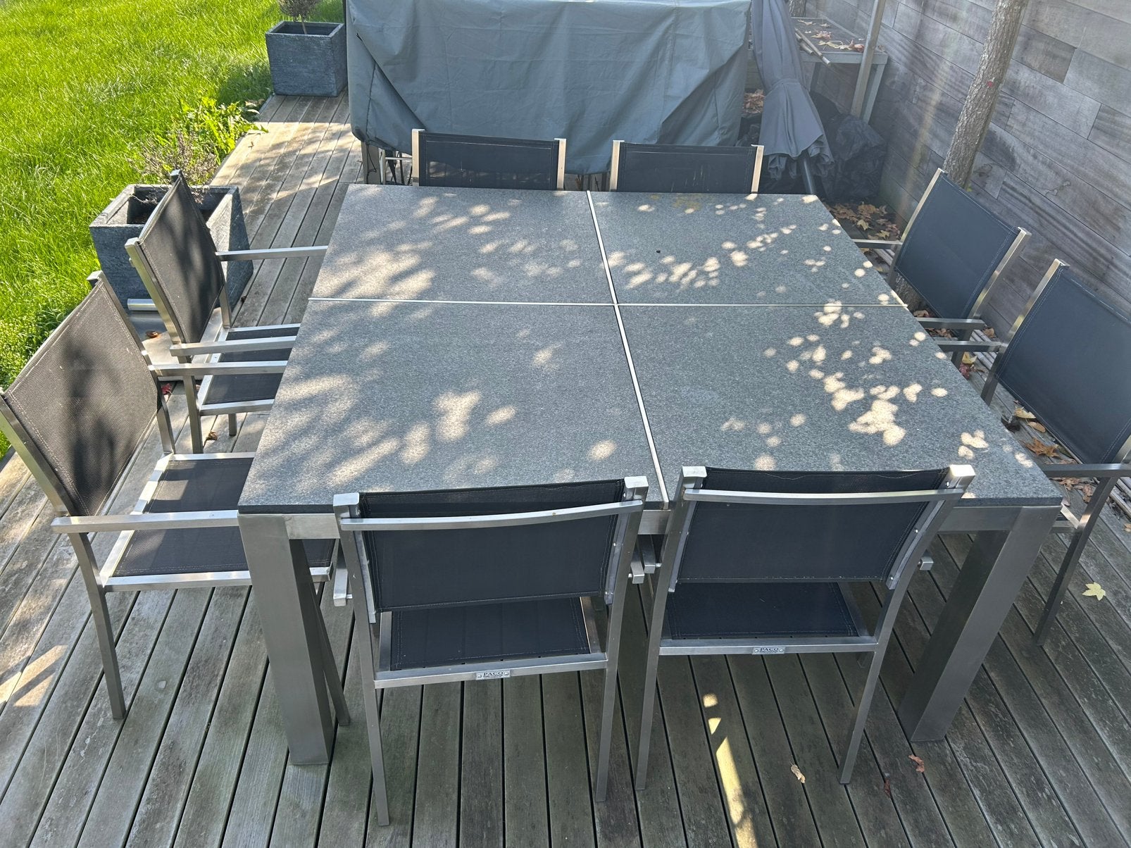 Grote vierkante tuintafel paco meubelen, Ophalen, Inox, Gebruikt, Eettafel