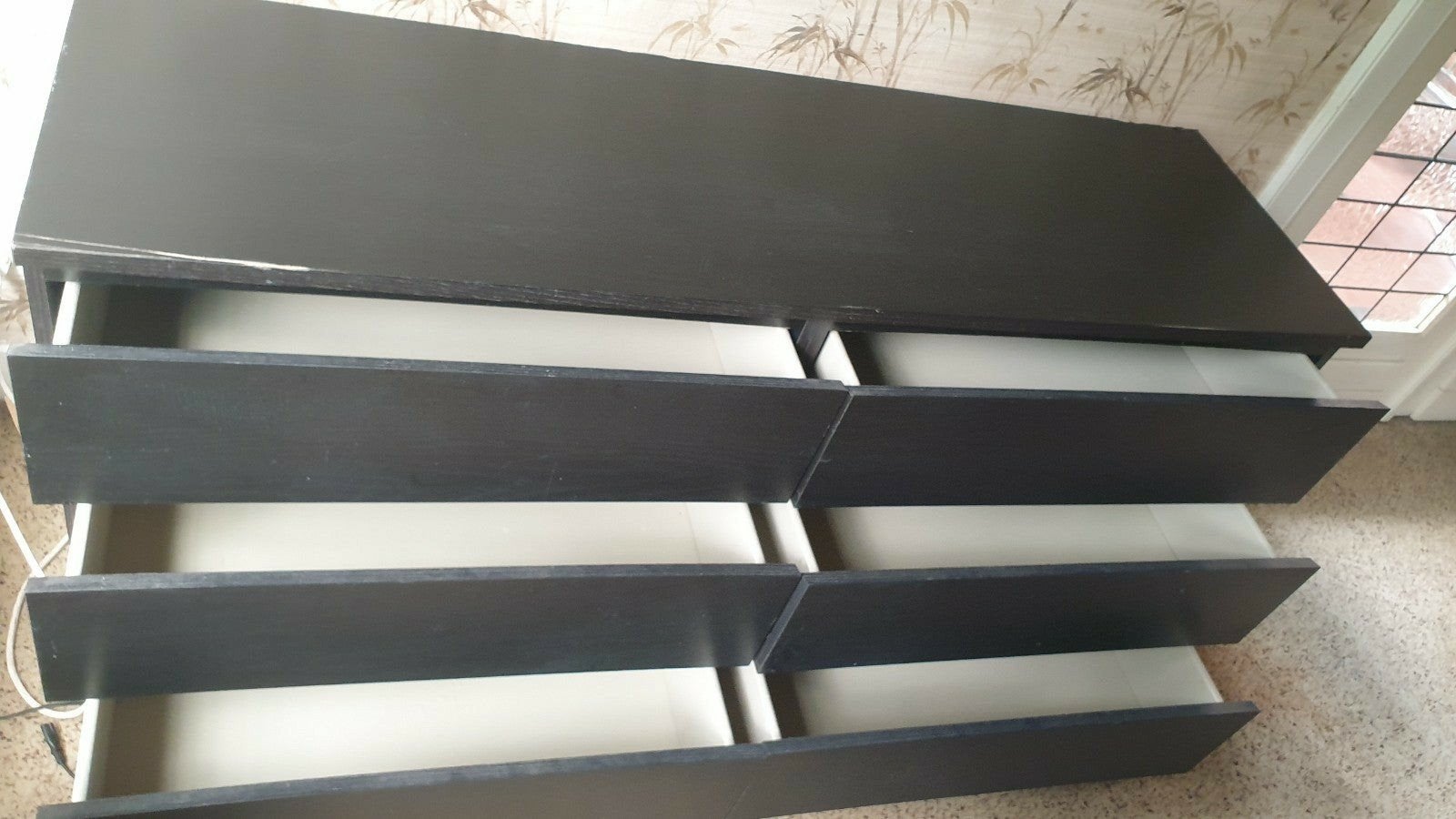 Commode Ikea MALM avec 6 tiroirs noir/marron 160x78 cm, Enlèvement