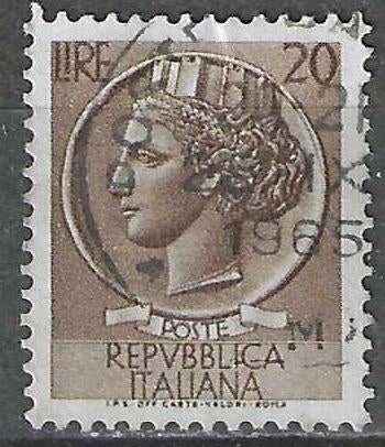 Italie 1955/1960 - Yvert 715 - Munt van Syracus - 20 l. (ST), Verzenden, Gestempeld
