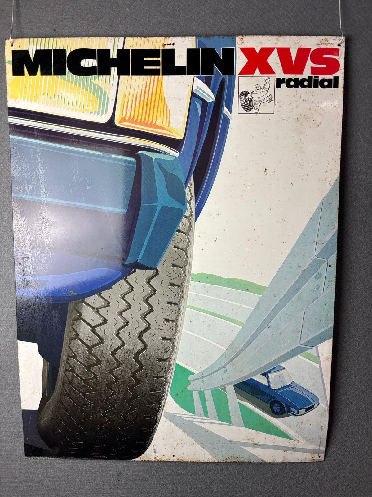 Michelin Bibendum XVS Radial blikken reclamebord 80x60 cm, Verzamelen, Ophalen of Verzenden, Gebruikt, Reclamebord
