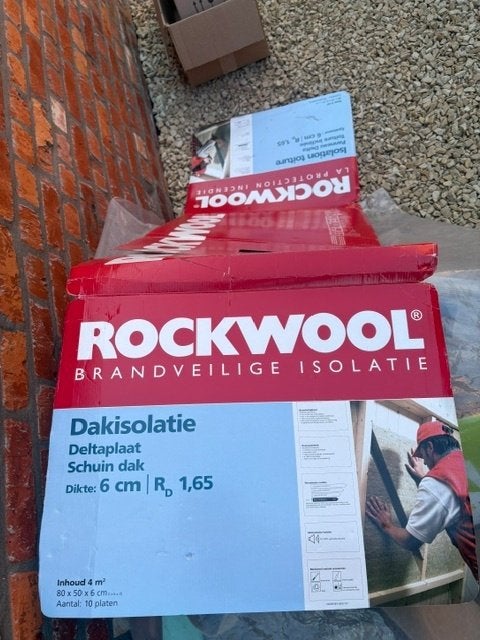 Rockwool isolatie schuin dak 6 cm, 4 tot 8 cm, Nieuw, Steenwol, Minder dan 5 m²