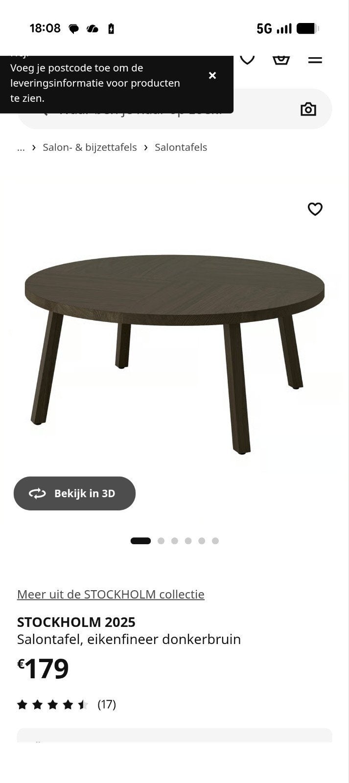 Ikea Stockholm salontafel nieuw, Huis en Inrichting, Ophalen, 50 tot 100 cm, Rond, 50 tot 100 cm