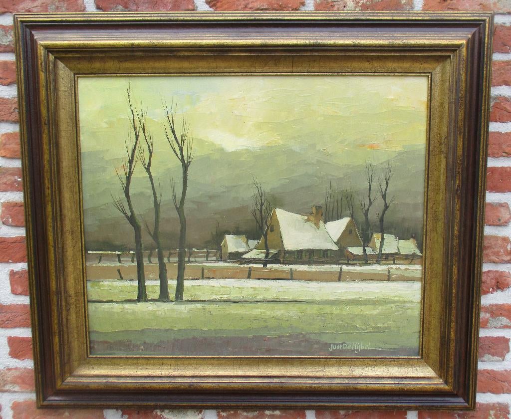 Tuur De Rijbel (  Lebbeke 1927-2016) Winterzicht, Antiek en Kunst, Kunst | Schilderijen | Klassiek, Ophalen of Verzenden