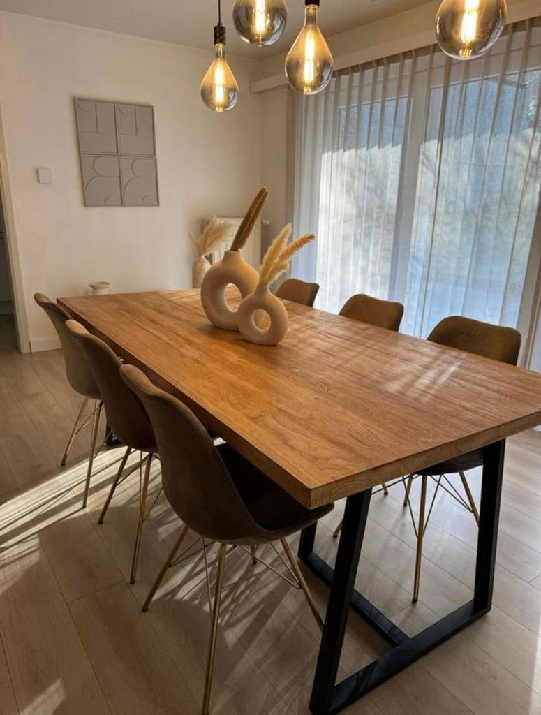 Eettafel teak hout, Huis en Inrichting, Tafels | Eettafels, Ophalen, Zo goed als nieuw, Rechthoekig