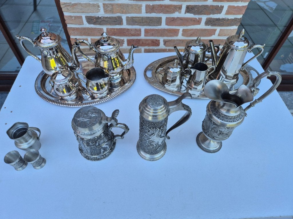 Lot tin en verzilverd 9 kg, Ophalen of Verzenden
