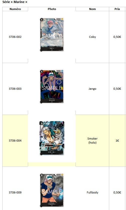Cartes japonaises One Piece – ST06 – Marine Edition, Enlèvement, Comme neuf, Cartes en vrac