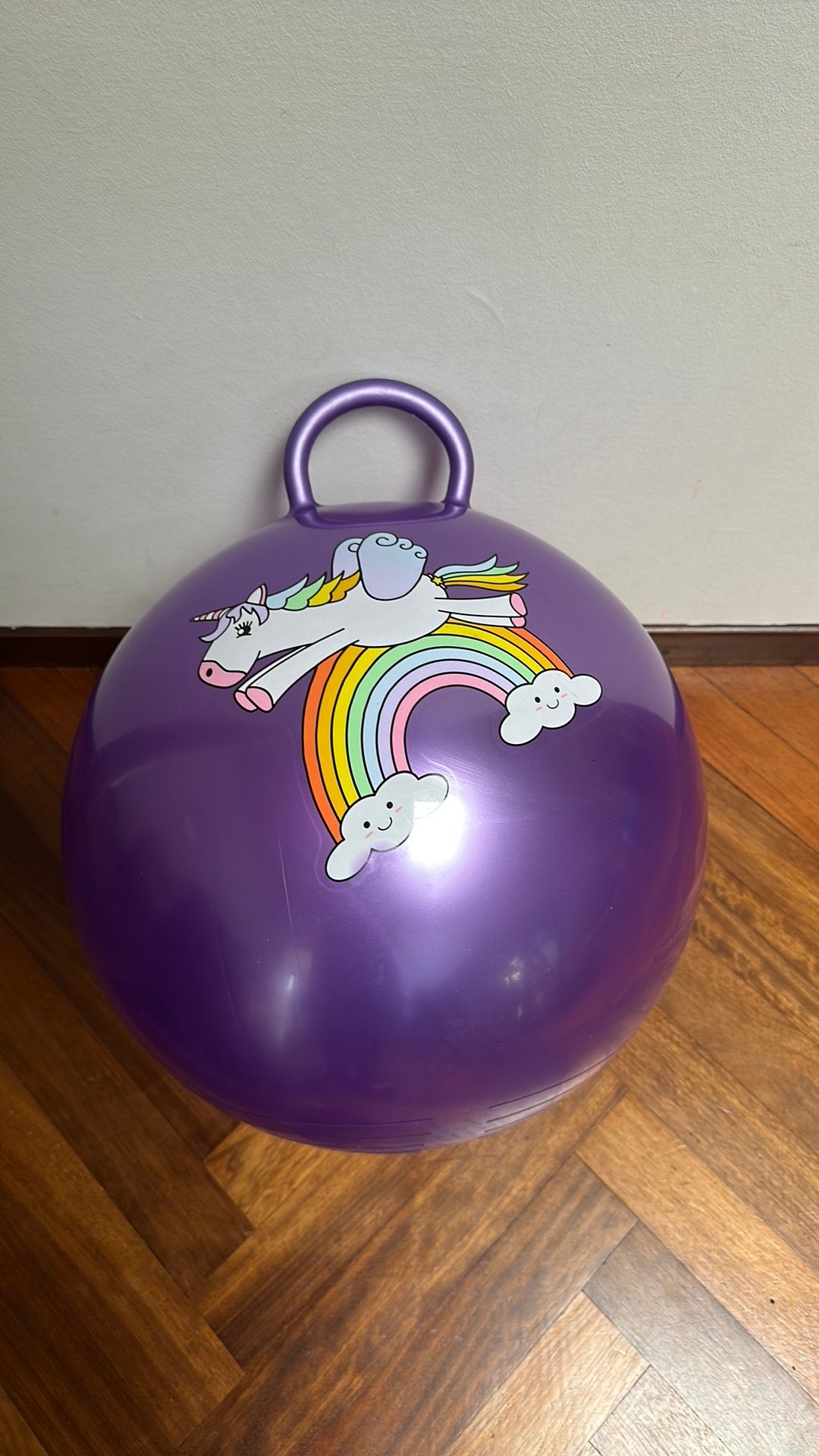 Paarse Eenhoorn unicorn springbal met handvat, Kinderen en Baby's, Ophalen, Zo goed als nieuw