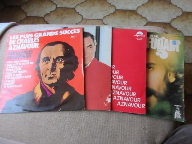 Perceel 4 Vynil LP 3x Aznavour + 1x Michel Fugain  VG, Ophalen of Verzenden, Gebruikt, 12 inch, Pop