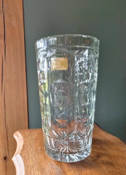 Vintage Belgische kristallen vaas – 26cm 2,7kg, Antiek en Kunst, Verzenden