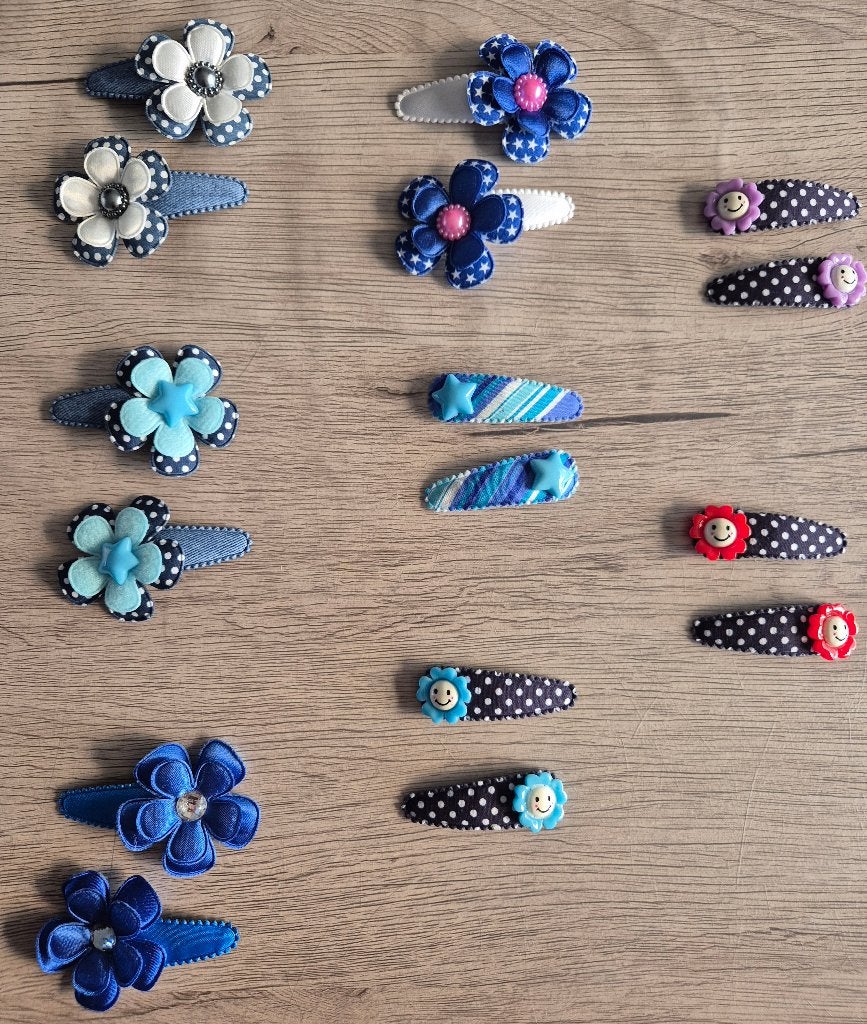 Lot 8 paar nieuwe zelfgemaakte haarspeldjes blauw, Enfants & Bébés, Accessoires de mode pour enfants, Neuf, Enlèvement ou Envoi