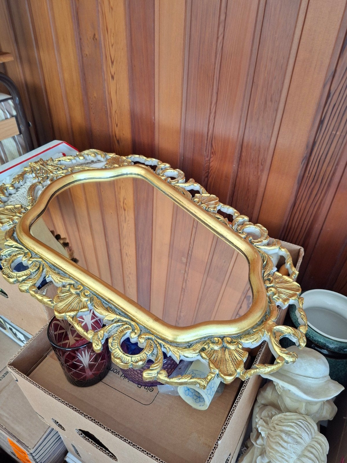 Antieke spiegel goudkleurig, Antiek en Kunst, Ophalen