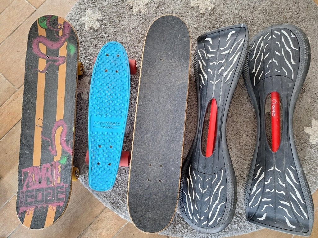 Skateboards en waveboards pakket, Sport en Fitness, Skateboarden, Ophalen, Gebruikt, Waveboard