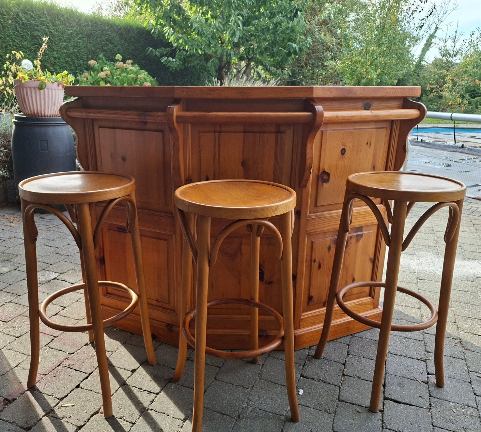 Bar fait main des années 80 avec chaises, Huis en Inrichting, Ophalen, Gebruikt, Inclusief barstoelen