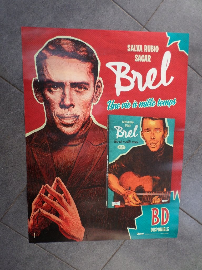 Brel - une vie à mille temps - affiche 80x60 - 2021, Enlèvement ou Envoi, Rectangulaire vertical, A1 jusqu'à A3, Utilisé