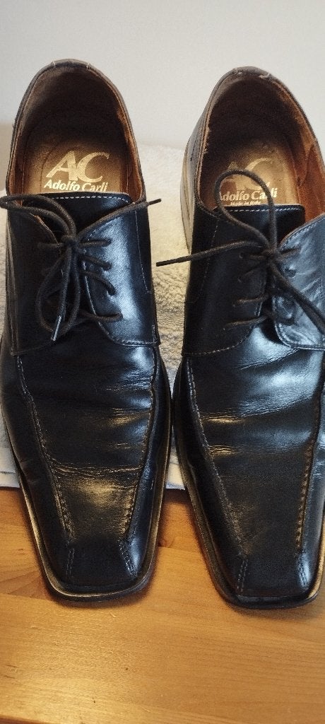 handgemaakte italiaanse herenschoen maat 45, Zwart, Ophalen of Verzenden, Zo goed als nieuw, Veterschoenen
