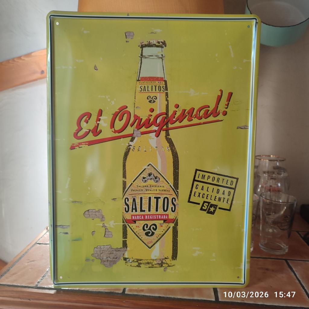 Plaque bière SALITOS ., Enlèvement ou Envoi, Comme neuf, Panneau publicitaire