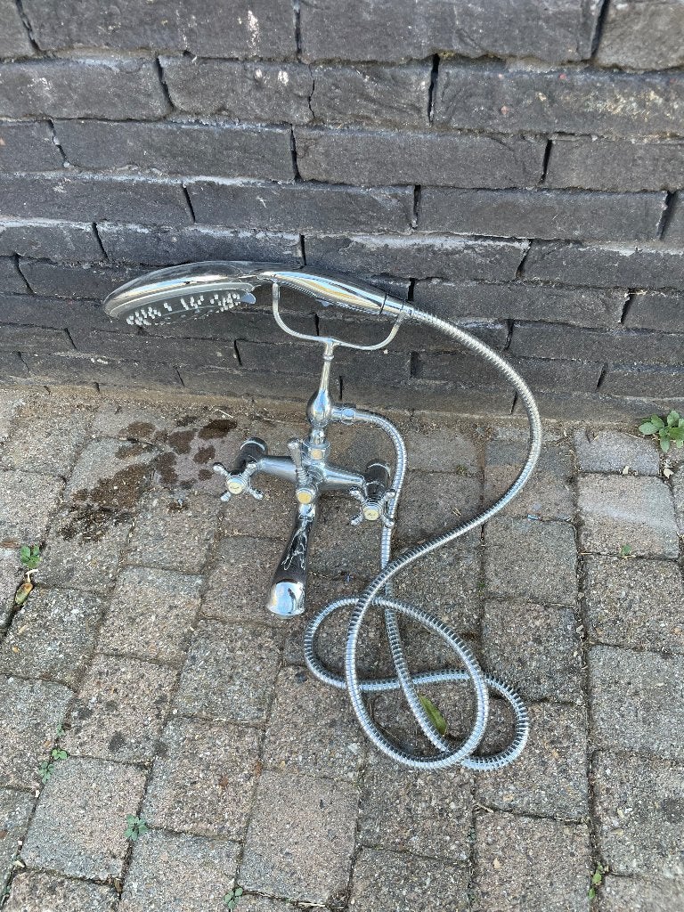 Vintage Bad- en Douchemengkraan | Chroom met Handdouche, Bricolage & Construction, Enlèvement, Utilisé, Chrome, Baignoire
