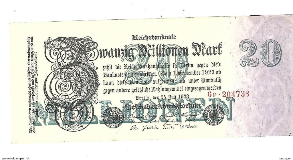 berlin20 millionen mark 23/7/1923 97, Envoi, Allemagne, Billets en vrac