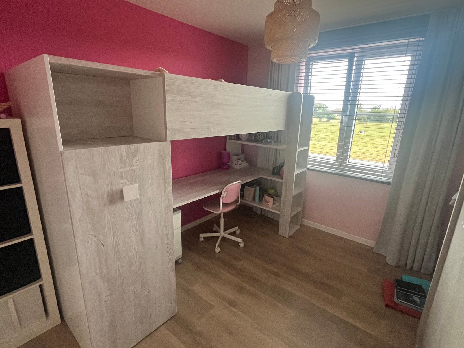 hoogslaper met bureau en een kast onder, Enfants & Bébés, Chambre d'enfant | Lits superposés & Lits mezzanines, Enlèvement, Comme neuf
