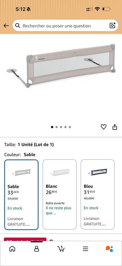 Barrière lit 1.50m, Enlèvement, Comme neuf