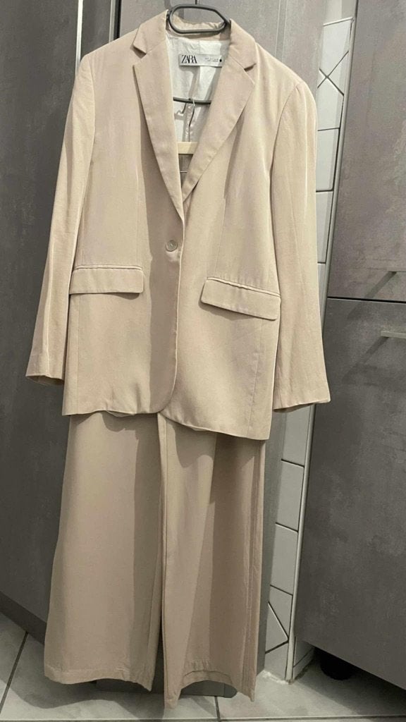Nieuw ZARA beige BLAZER PANTS S, Kostuum of Pak, Nieuw, Ophalen of Verzenden, Maat 36 (S)