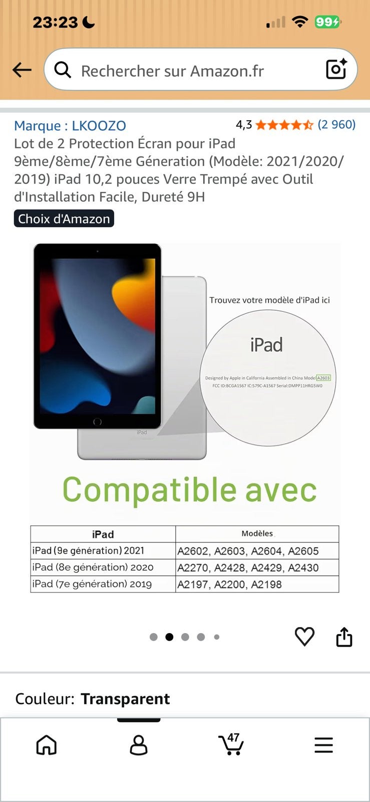 Lot de 2 Protection Écran pour iPad 9ème/8ème/7ème Gén, Informatique & Logiciels, Enlèvement, Neuf