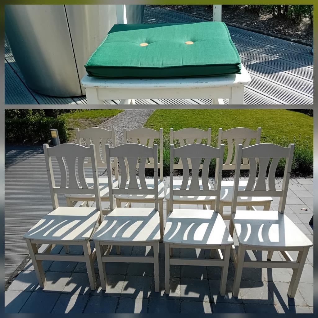 KOOPJE 8 stevige houten stoelen samen 40€, Enlèvement